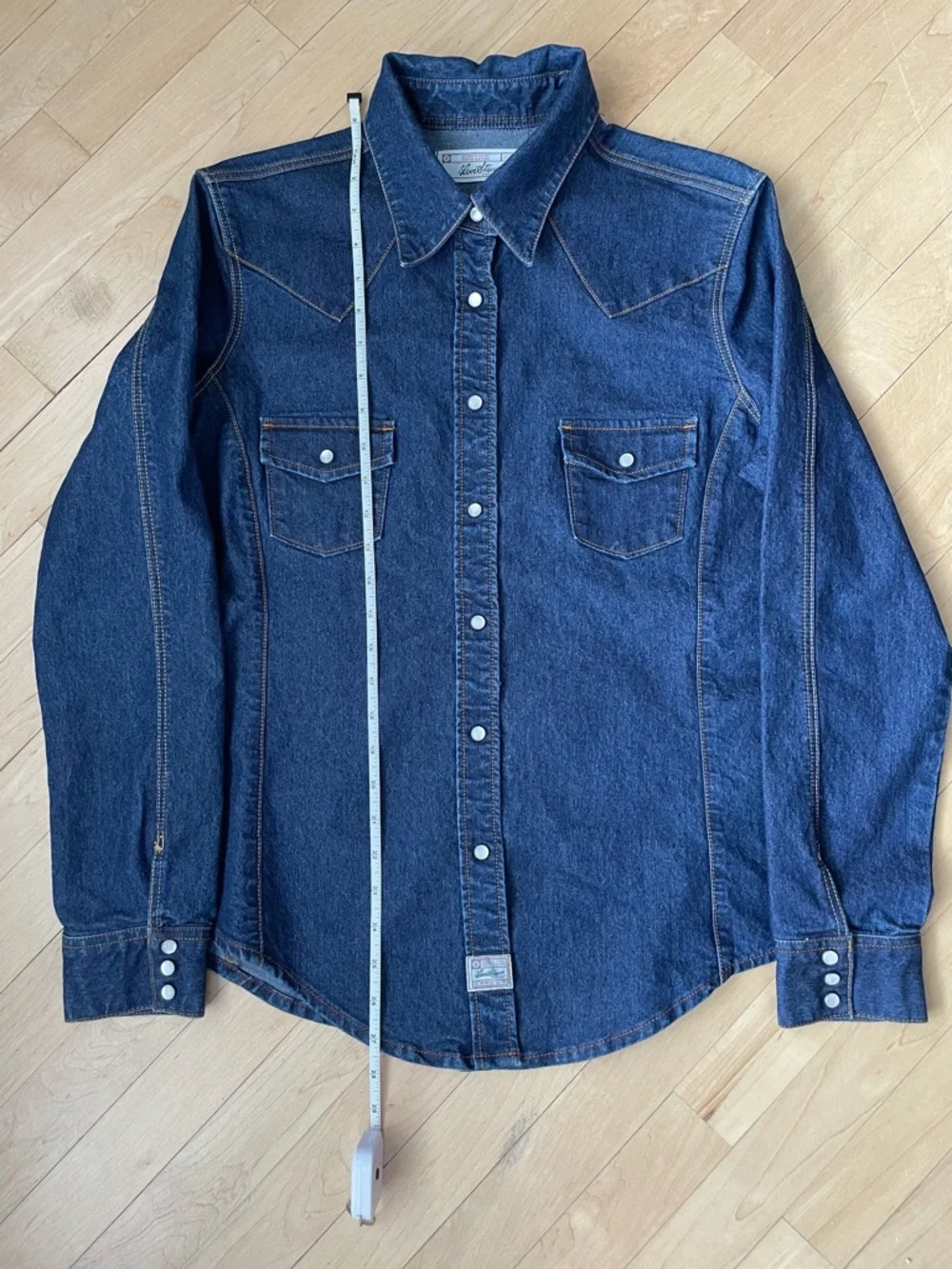 Levi Strauss Vintage dark wash denim snap button down shirt - Picture 3 of 6